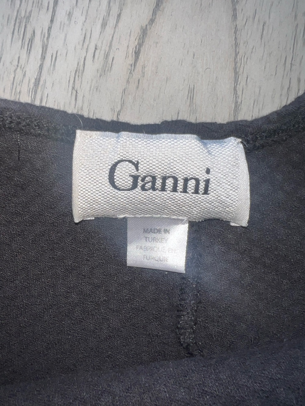 Ganni Black Textured Tank with Branded Satin Tag